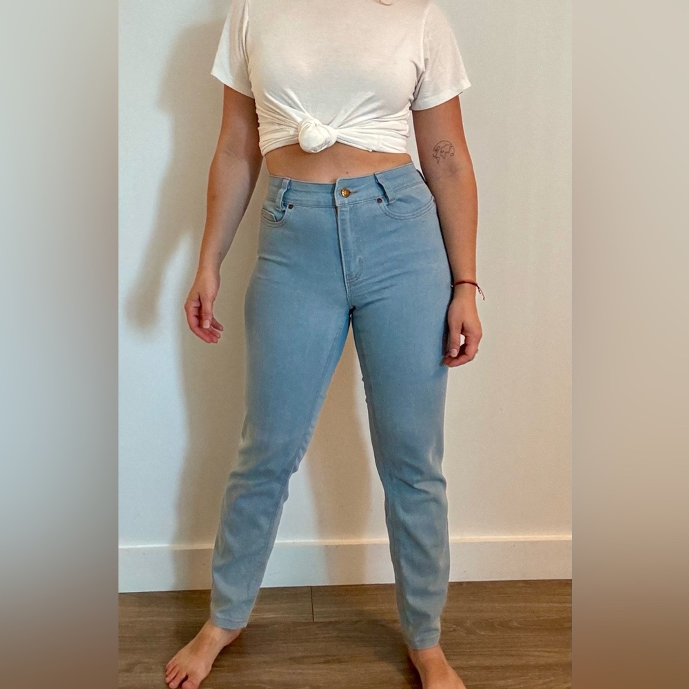 Jeans, high waist, size medium, I made the pants myself